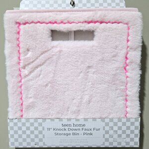 Teen Home 11" Light Pink Super Soft Faux Fur Knock Down Cubby Storage Bin